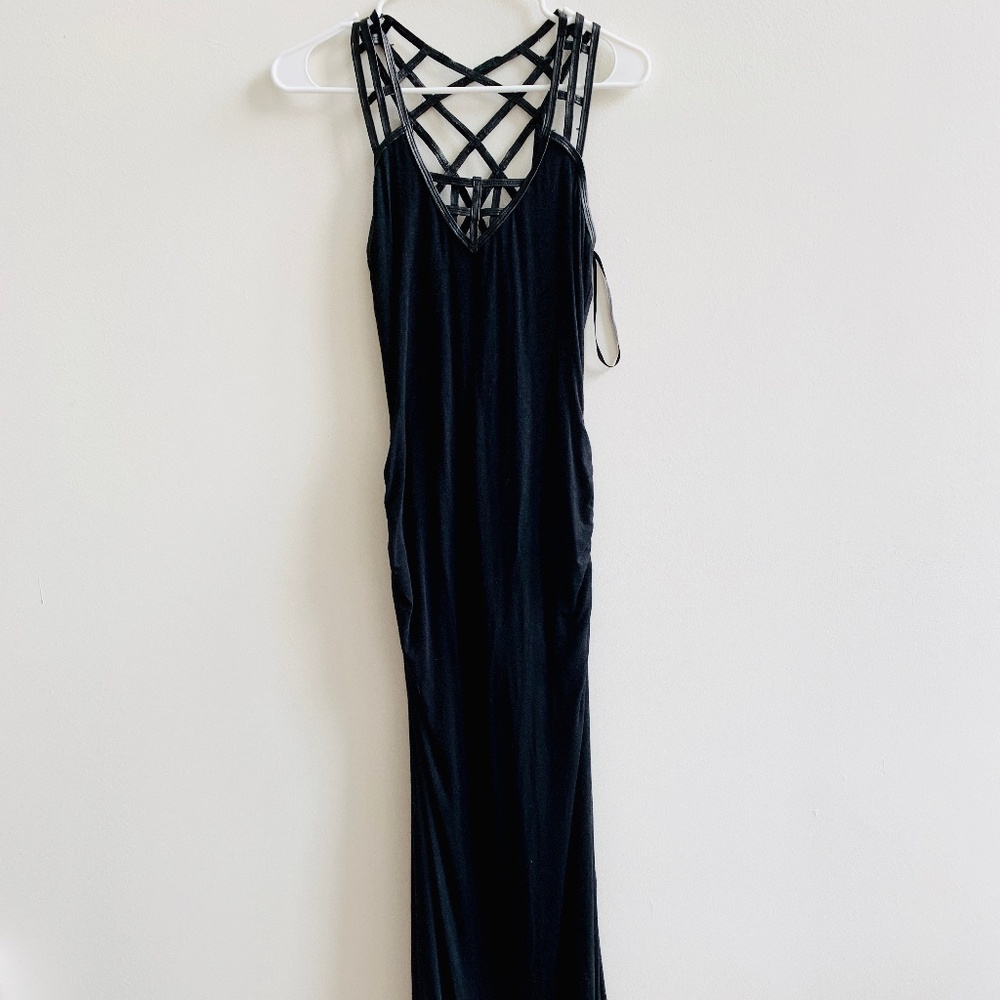 Sky Maxi Dress with Genuine Leather Straps